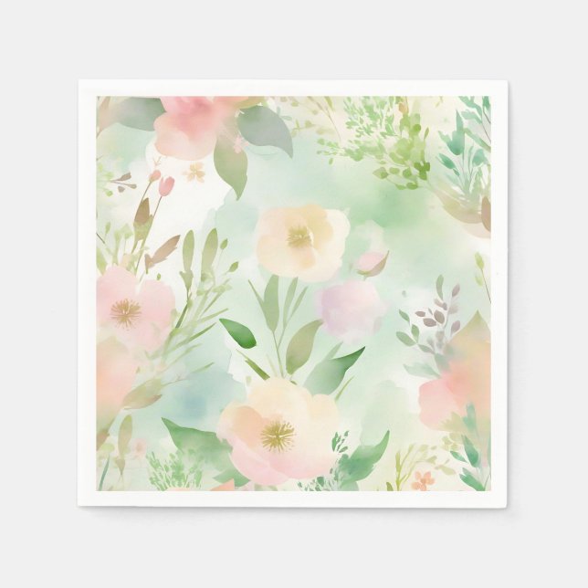 Serviette En Papier Aquarelle Pastel Springtime (Devant)