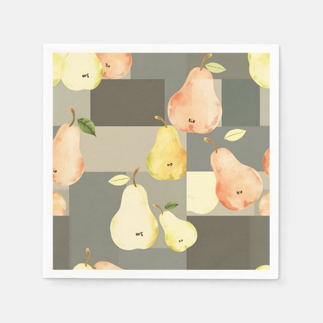 Serviette En Papier Aquarelle Patchwork Motif (Devant)