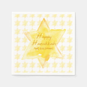 Serviette En Papier Aquarelle personnalisée Jewish Star Hanoukka