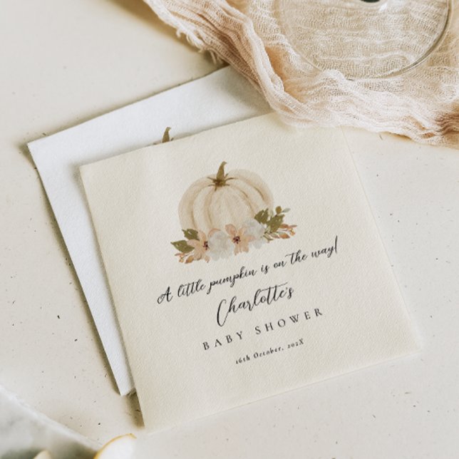 Serviette En Papier Aquarelle Petit Baby shower Citrouille Papier Napk (Créateur téléchargé)