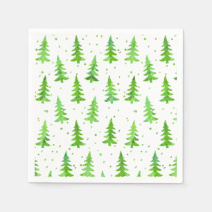 Serviette En Papier Aquarelle Pine Arbres