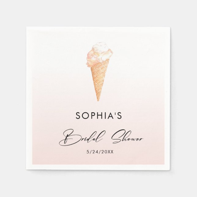 Serviette En Papier Aquarelle Pink Ice Creme Fête des mariées serviett (Devant)