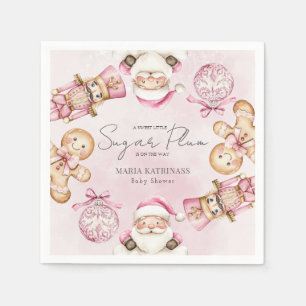 Serviette En Papier aquarelle Pink snow Baby-shower Noël
