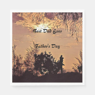 Serviette En Papier Aquarelle Plum Coucher de soleil Arbres meilleur p