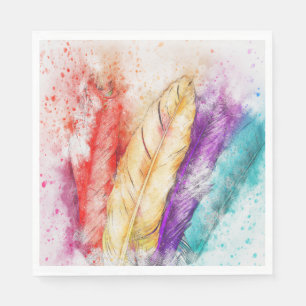 Serviette En Papier Aquarelle Plumes Papier serviettes