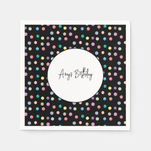 Serviette En Papier Aquarelle Points Peints à la Main Anniversaire Col