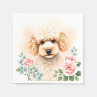 Aquarelle Portrait d'un caniche beige souple