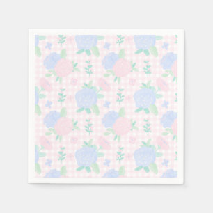 Serviette En Papier Aquarelle Preppy Floral En vichy Anniversaire