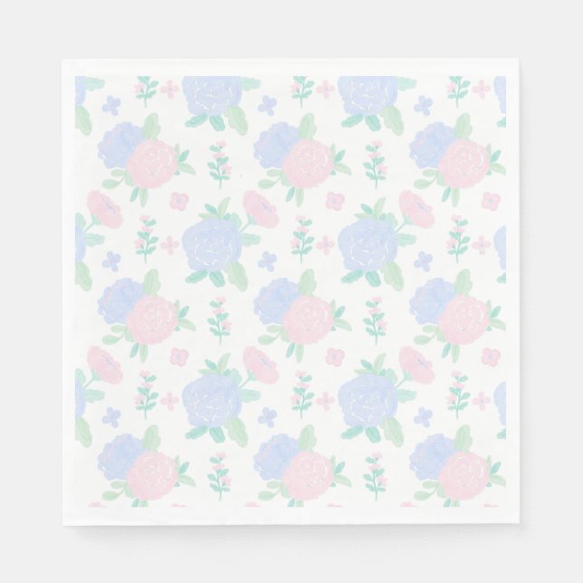 Serviette En Papier Aquarelle Preppy Floral En vichy Anniversaire (Devant)