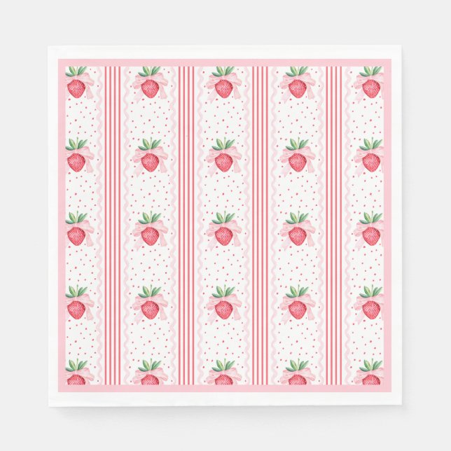 Serviette En Papier Aquarelle Preppy Fraises Berry Sweet (Devant)