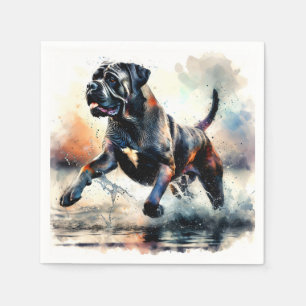 Serviette En Papier Aquarelle puissante Canne Corso chien