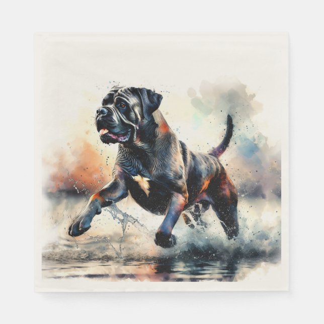 Serviette En Papier Aquarelle puissante Canne Corso chien (Devant)