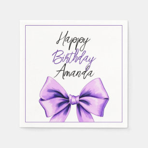 Serviette En Papier Aquarelle Purple Bow Sweet 16 Anniversaire