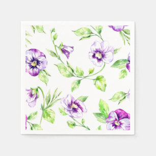 Serviette En Papier Aquarelle Purple Pansy