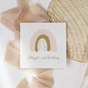 Serviette En Papier Aquarelle Rainbow Pink Pastel Anniversaire