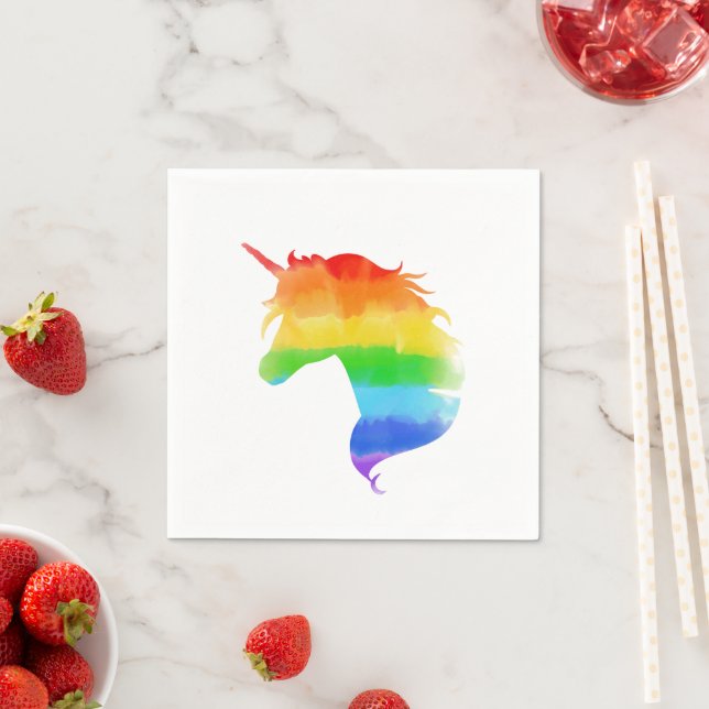 Serviette En Papier Aquarelle Rainbow Unicorn (En situation)