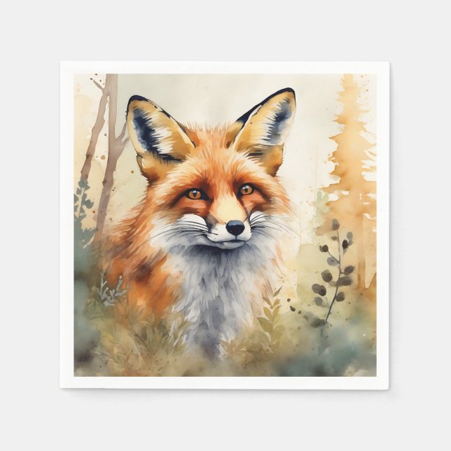Serviette En Papier Aquarelle Red Fox (Devant)