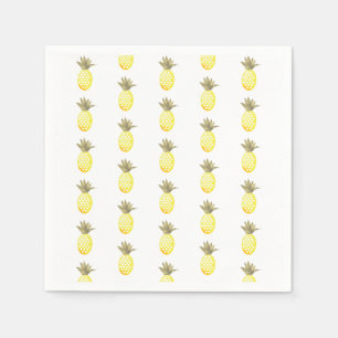 Serviette En Papier Aquarelle Répétition de l'ananas en feuille d'or T