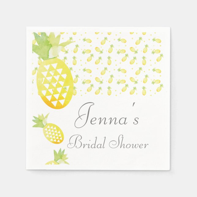 Serviette En Papier Aquarelle Répétition Tropicale Ananas (Devant)