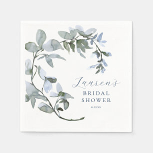 Serviette En Papier Aquarelle romantique Bleu Fête des mariées Florale