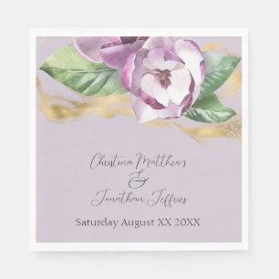 Serviette En Papier Aquarelle romantique Magnolia sur violet