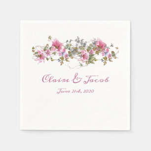 Serviette En Papier Aquarelle romantique rose florale