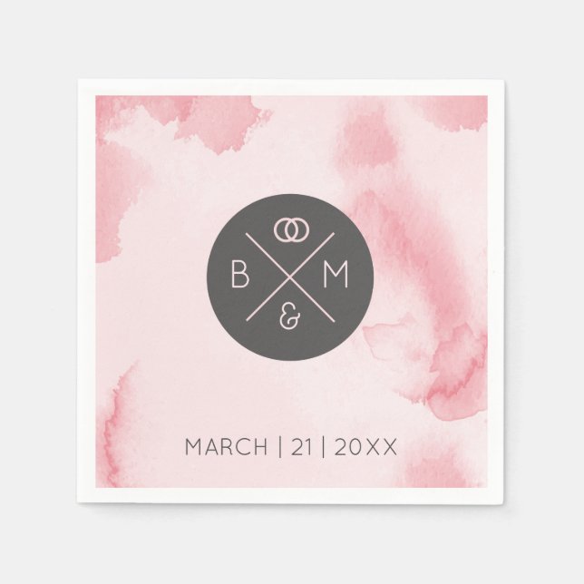 Serviette En Papier Aquarelle rose Abstraite | Serviettes (Devant)