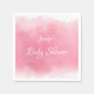 Serviette En Papier Aquarelle rose Baby shower manuscrit moderne
