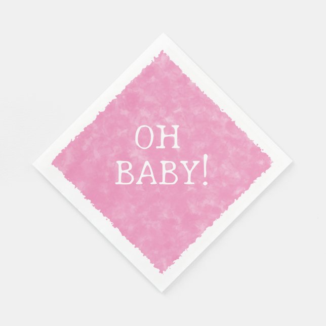 Serviette En Papier Aquarelle rose Baby shower texte personnalisé Oh b (Coin)