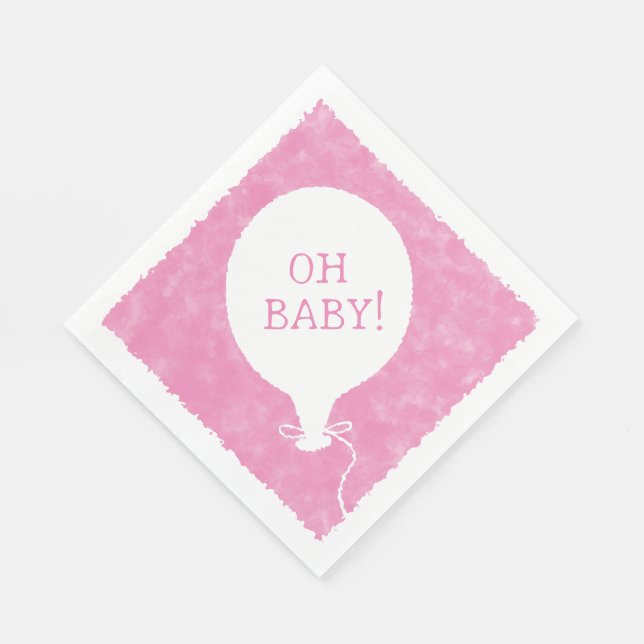 Serviette En Papier Aquarelle rose Baby shower texte personnalisé Oh b