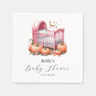 Serviette En Papier Aquarelle rose Citrouille automne et automne