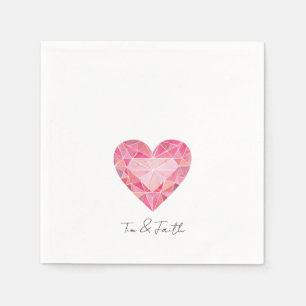 Serviette En Papier Aquarelle rose Coeur Gem Glam Diamond Love NOMS