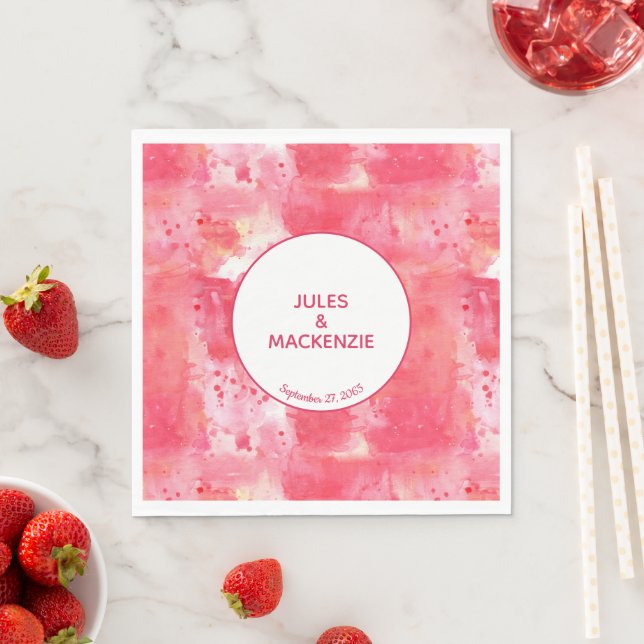 Serviette En Papier Aquarelle rose Confetti Abstraite moderne (En situation)