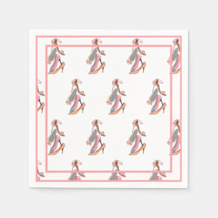 Serviette En Papier Aquarelle Rose Cute Diva Glam Stilettos Papier Pla