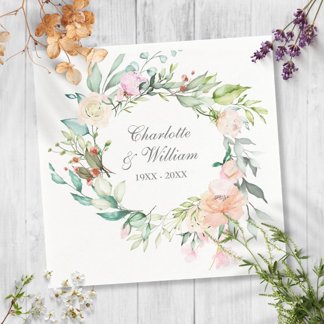 Serviette En Papier Aquarelle Rose du 25e anniversaire du Mariage d'ar (Créateur téléchargé)