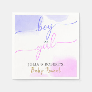 Serviette En Papier Aquarelle rose et bleu Or Script Révélation de gen