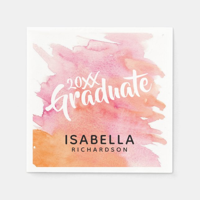 Serviette En Papier Aquarelle rose et orange 2025 (Devant)