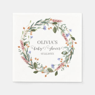 Serviette En Papier Aquarelle rose Fleur sauvage Russe Baby shower Boh