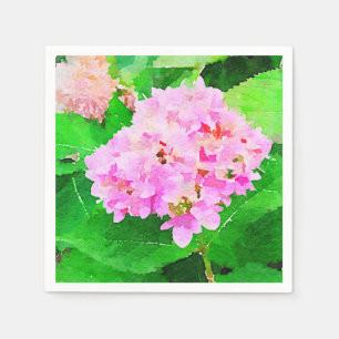 Serviette En Papier Aquarelle rose Hydrangea