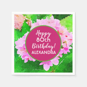 Serviette En Papier Aquarelle rose Hydrangea Anniversaire