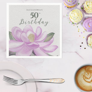 Serviette En Papier Aquarelle rose Magnolia 50e anniversaire
