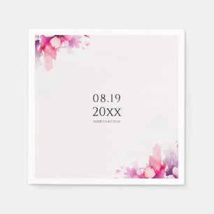 Serviette En Papier Aquarelle rose Mariage