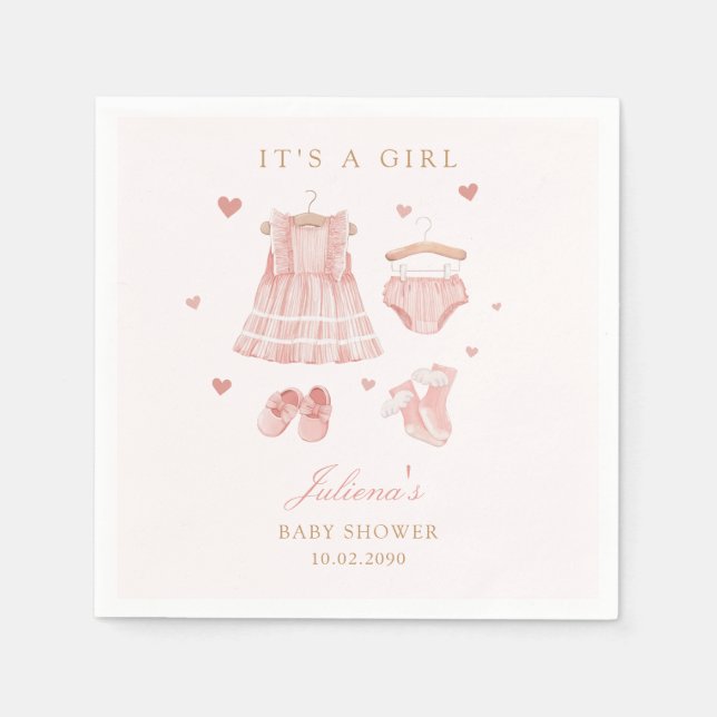 Serviette En Papier Aquarelle rose mignonne Boho vêtements Baby shower (Devant)