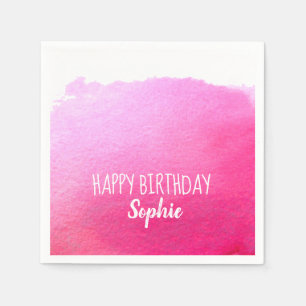 Serviette En Papier Aquarelle rose mignonne Joyeux Anniversaire person