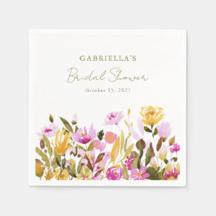 Serviette En Papier Aquarelle rose olive moderne Fête des mariées flor