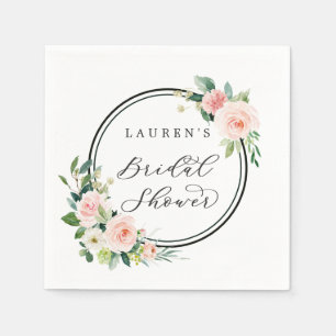 Serviette En Papier Aquarelle rose pâle Fleur Douche nuptiale