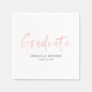 Serviette En Papier Aquarelle rose pâle Lettering Graduation