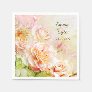 Serviette En Papier Aquarelle Rose papier floral serviettes