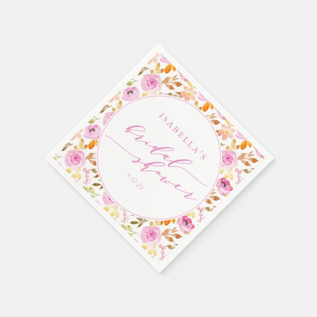 Serviette En Papier Aquarelle rose personnalisée pour fille Fête des m (Coin)