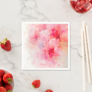 Serviette En Papier Aquarelle rose Pétale Élégance